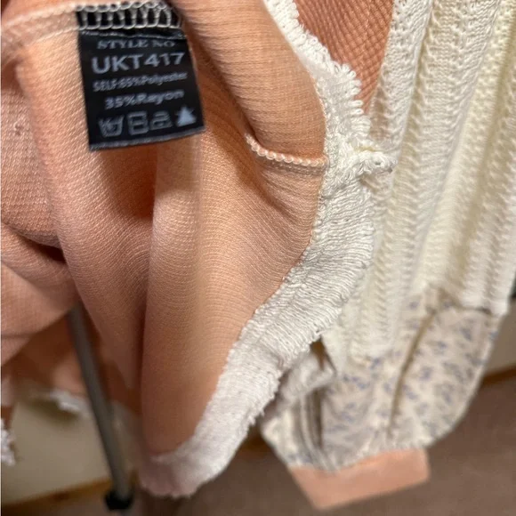 POL Peach and Cream Patchwork Hoodie - Picture 8 of 9